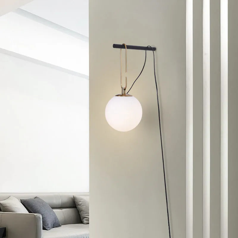 Nordic style modern glass wall lamp offering white, warm, or neutral light colour options.