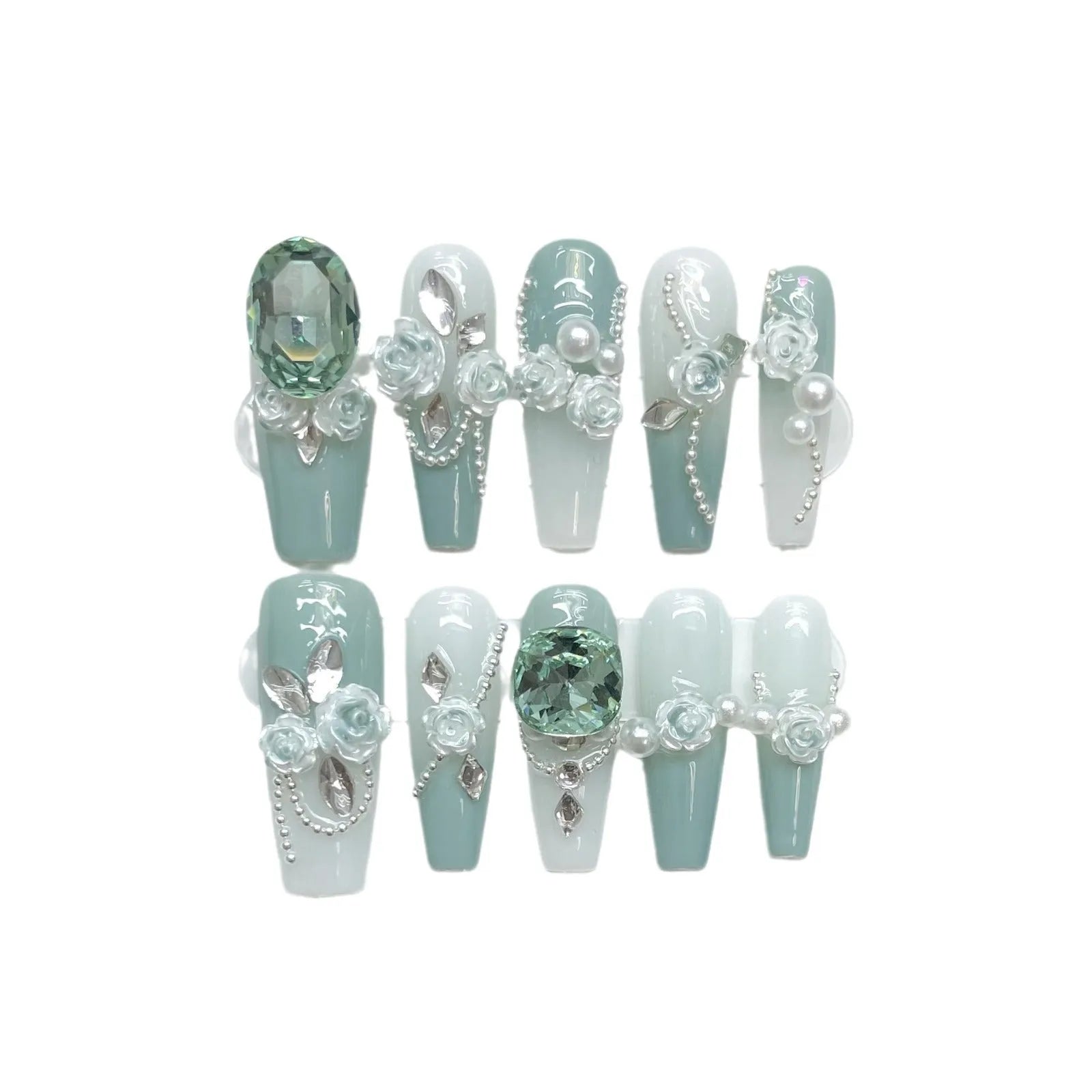 Camellia gradient nail art stickers with bow and butterfly patterns plus plastic armour suit applicator tool