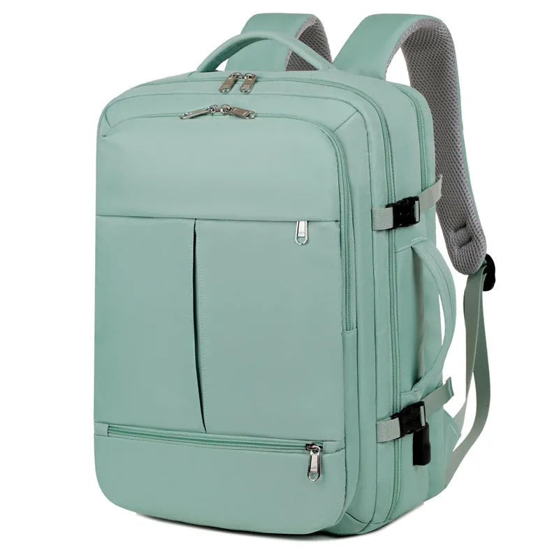 Waterproof Oxford cloth laptop backpack in multiple colours, showing front pockets and 15.6 inch laptop compartment.