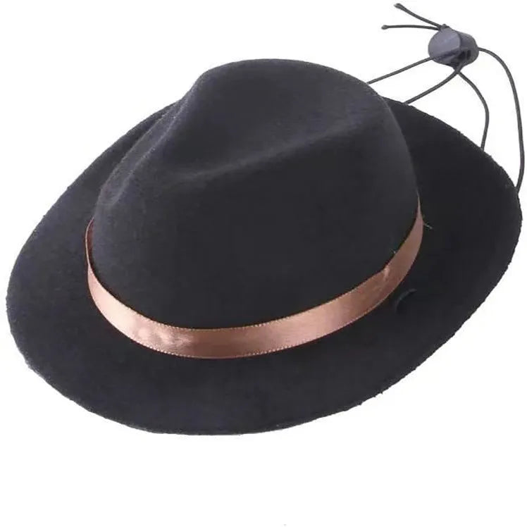 Handmade wool felt mini pet sun hat in pink colour with hairpin attachment