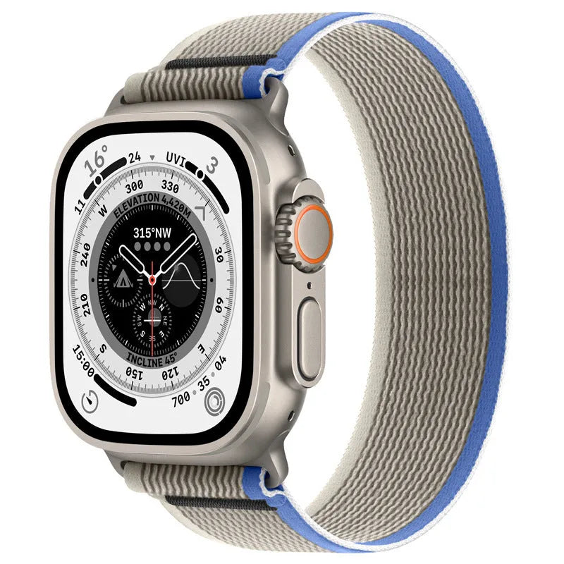 Nylon Apple Watch replacement strap with integrated ring loop in multiple colour options