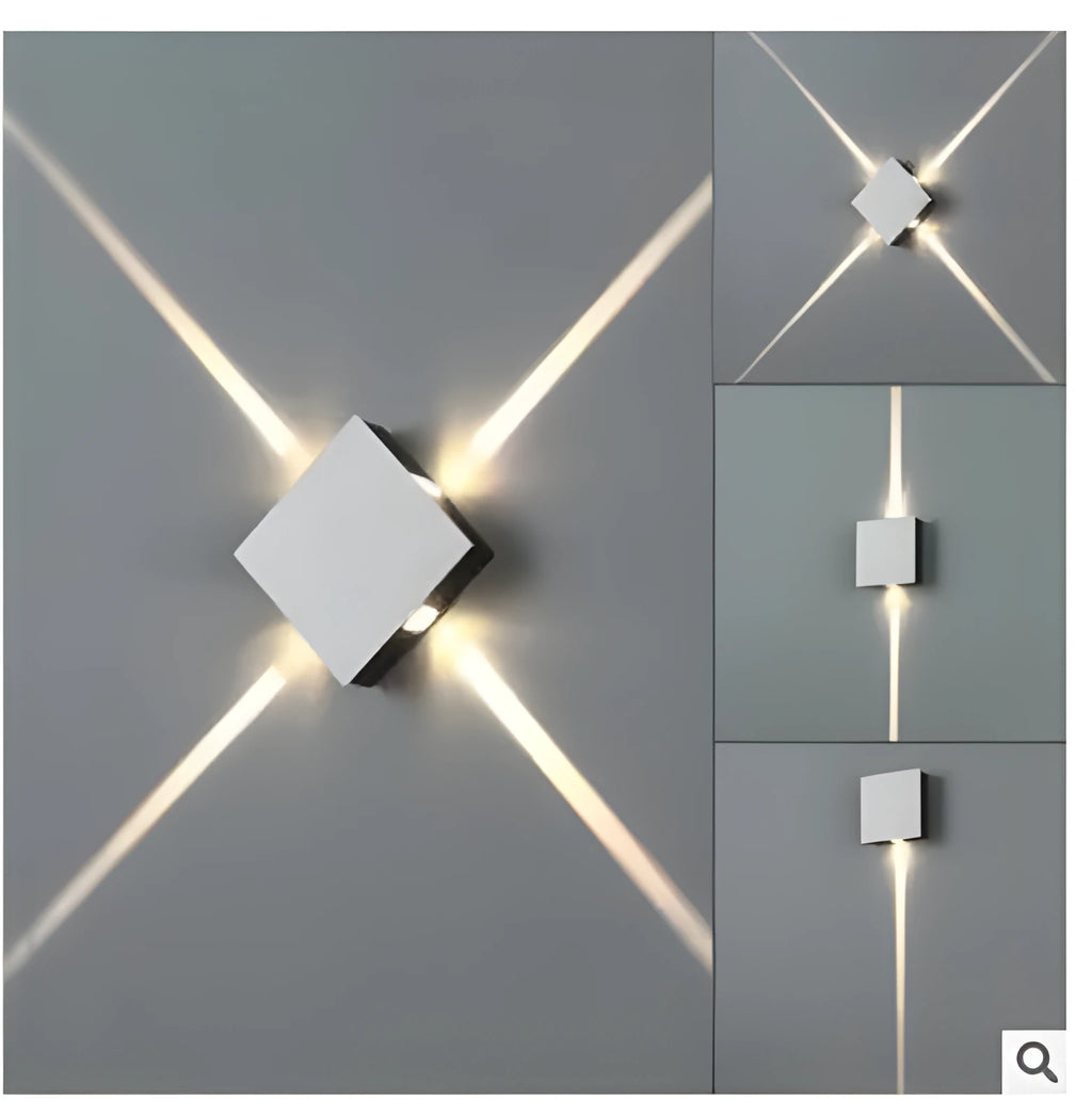 Modern square and round LED aluminium wall light with iron lampshade for living room or bedroom