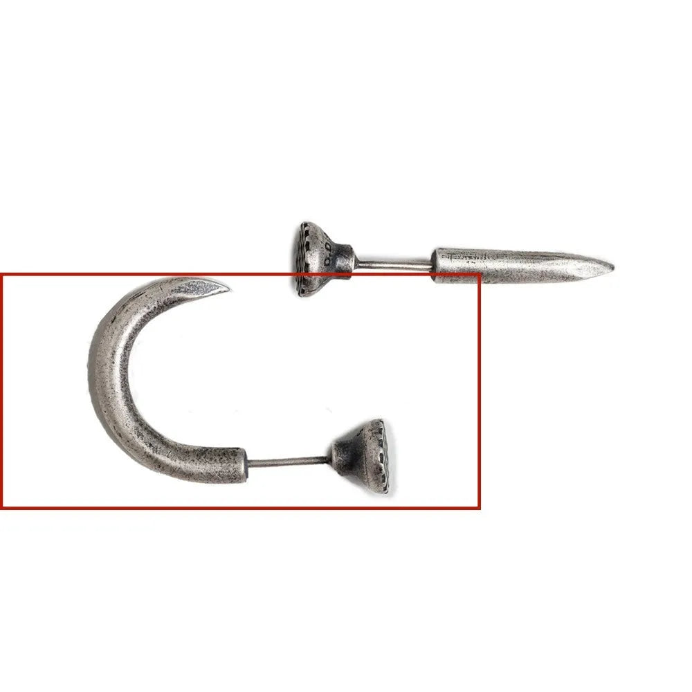 S925 sterling silver punk-style nail stud earrings in straight and curved designs