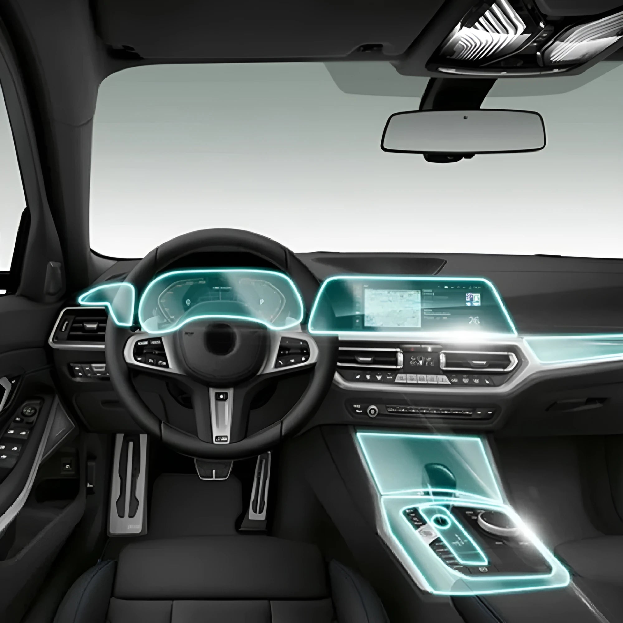 Clear TPU protective film kit for BMW 3 Series centre console and gear selector