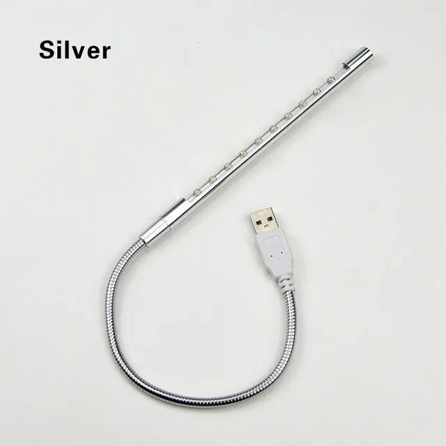 Slender 420mm aluminium alloy spiral LED night light with USB connection in six colour options