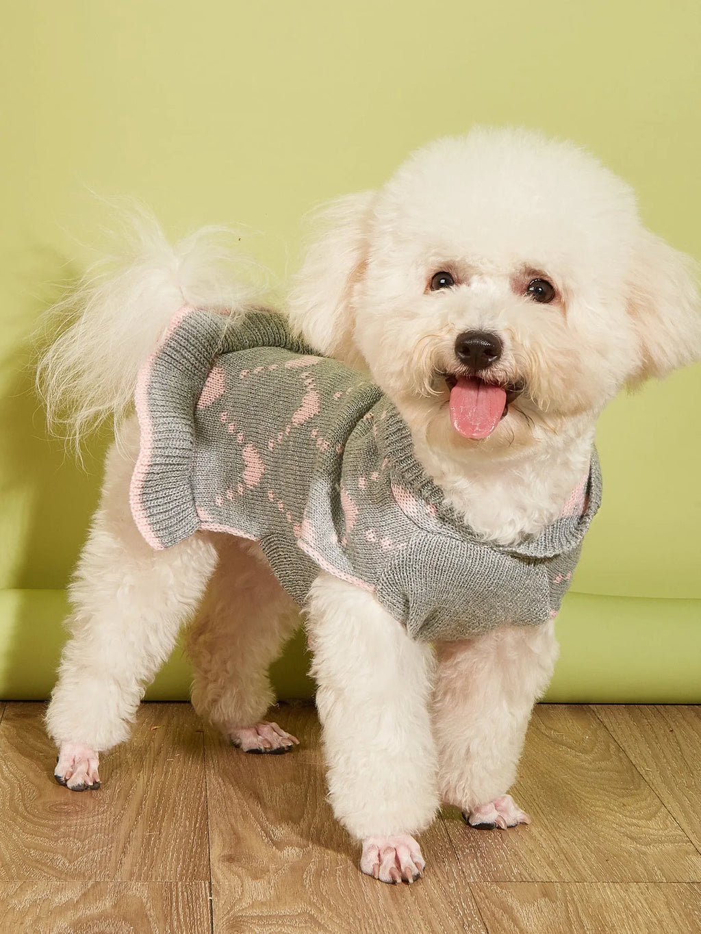 Small Dog Sweater Hoodies Dress Winter Knit Cute Clothing Heart Puppy Clothes with Four Colour Options and Four Sizes Including XS for Tiny Breeds