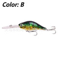 Mino fishing lure with deep diving long tongue board, 10.5cm length, 15g weight, five colour options