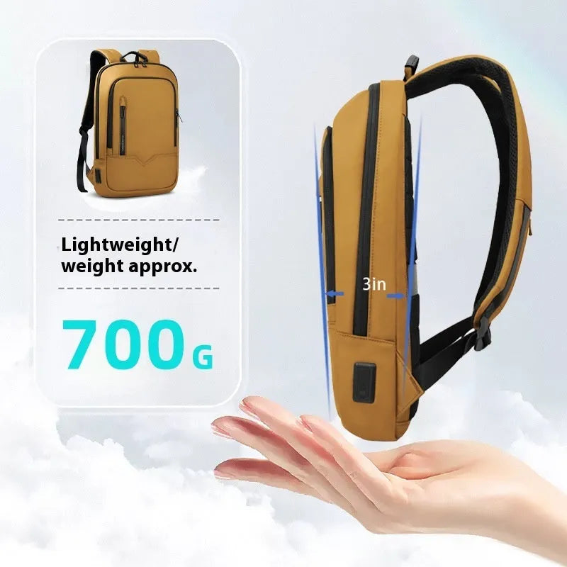 Lightweight polyester computer backpack with USB charging port in various colours