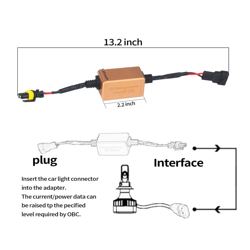 Black alloy H4 H7 H11 LED car headlight Canbus decoder with plug connectors
