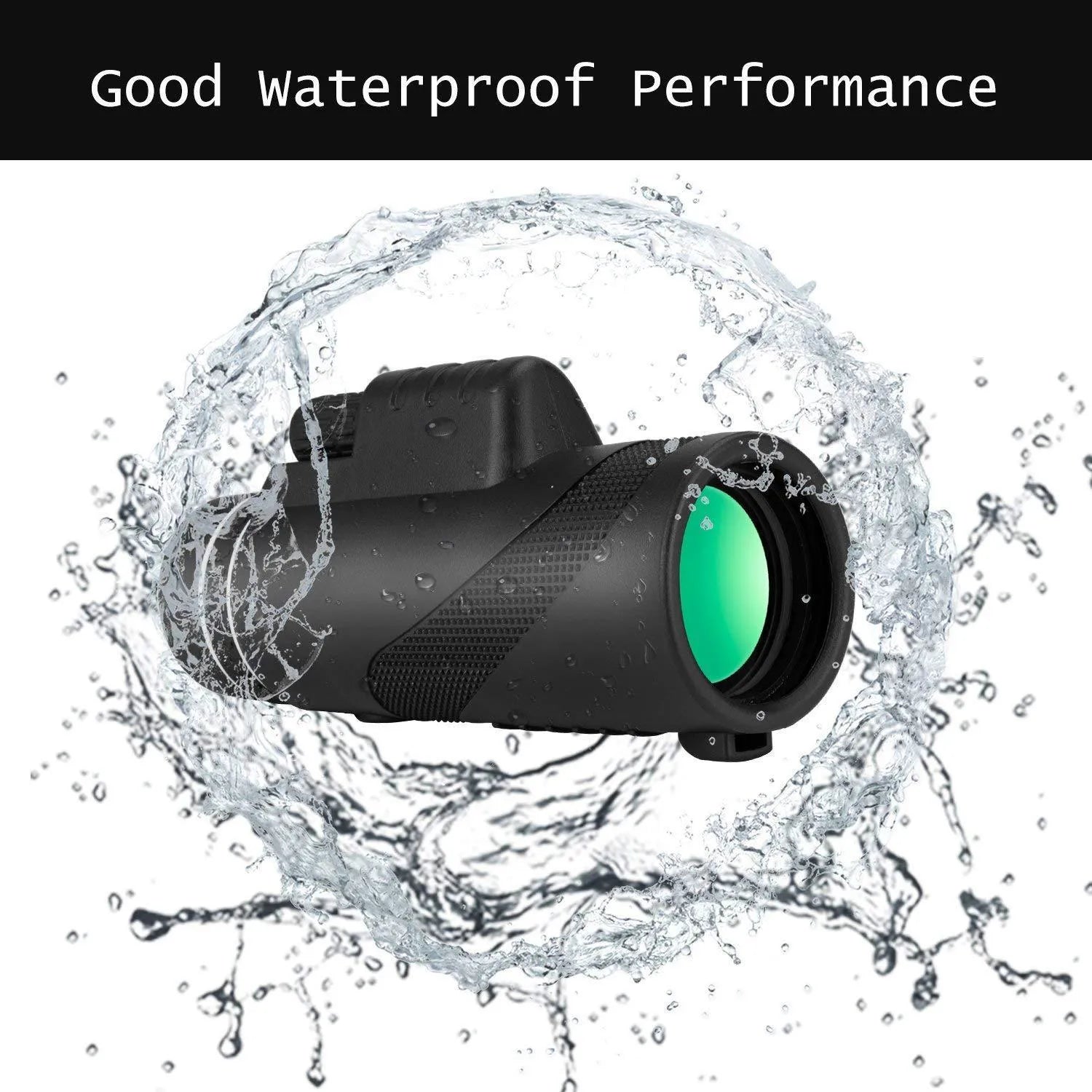 Black HD 40x60 mobile phone monocular telescope with waterproof housing and fully coated lenses