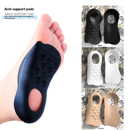 TPR arch support insoles for varus correction in white, black and skin colours