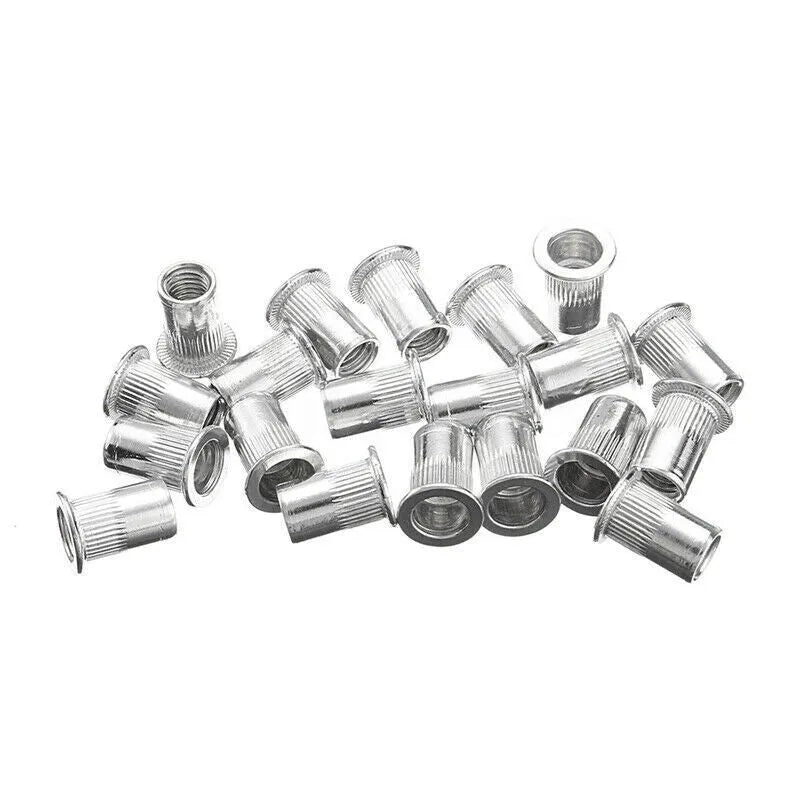 Alloy steel manual riveter tool with interchangeable nosepieces for 86pc or 106pc nut gun set configurations