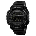 Digital electronic watch for boys and girls with LED display, round resin case, PU strap, black colour option