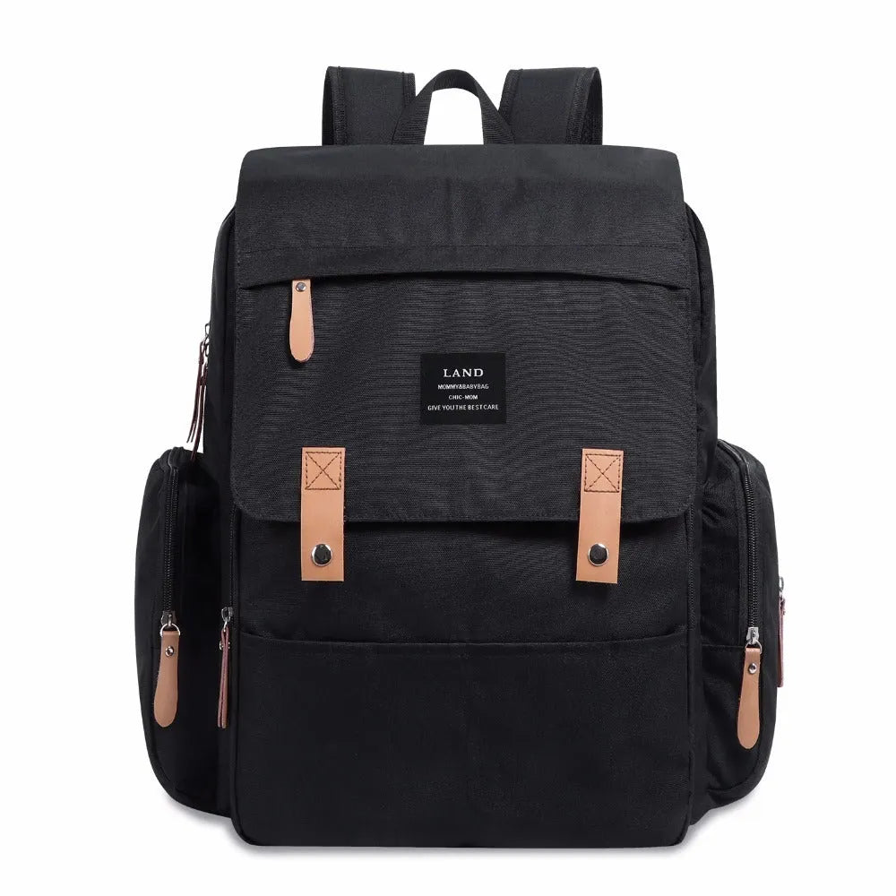 LAND Mommy large Oxford cloth diaper backpack with changing mat in various colours.