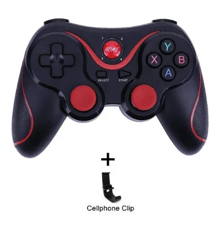 X3 Bluetooth wireless game controller for Android phones with mobile phone clip accessory