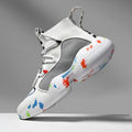 Men's camouflage pattern casual sneakers with mesh upper and flat rubber sole.