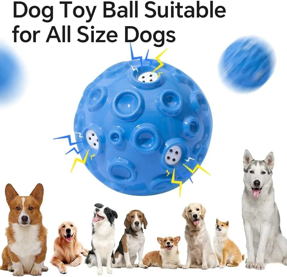 Durable natural rubber dog toy ball with meteorite-shaped bumps in multiple colour options