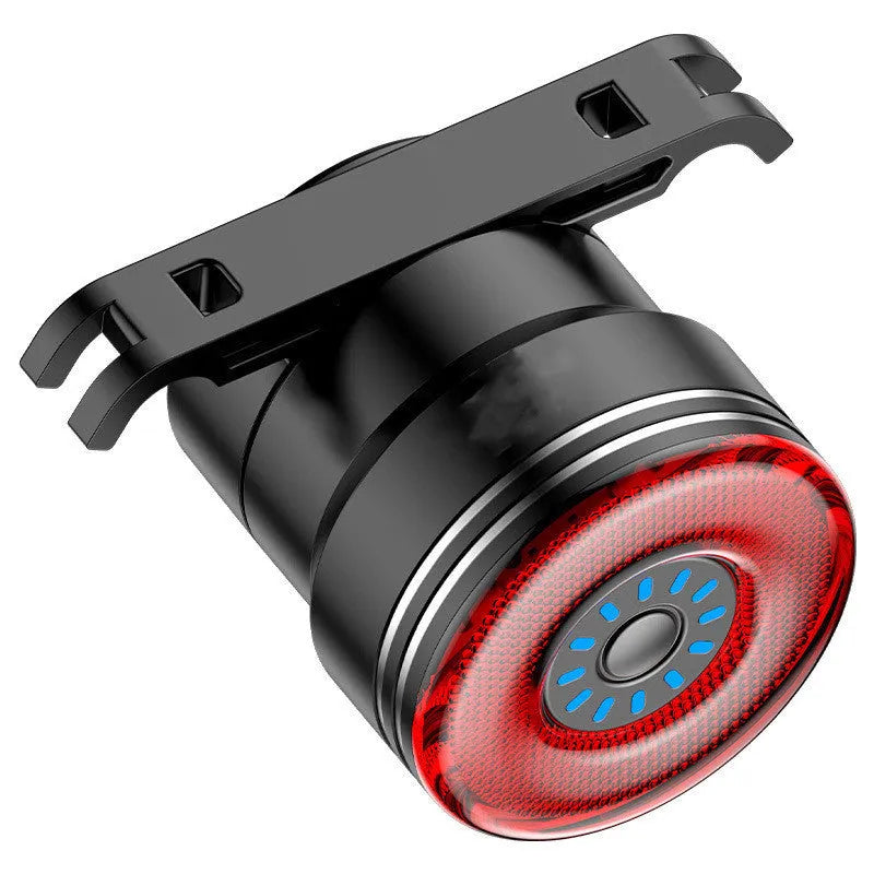 Black USB rechargeable smart brake sensing bicycle taillight with aluminium shell