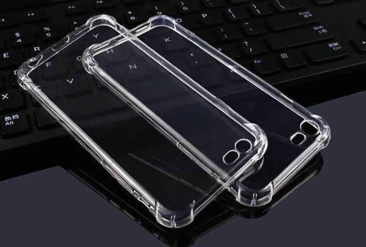 Clear transparent iPhone case showing phone design through TPU material