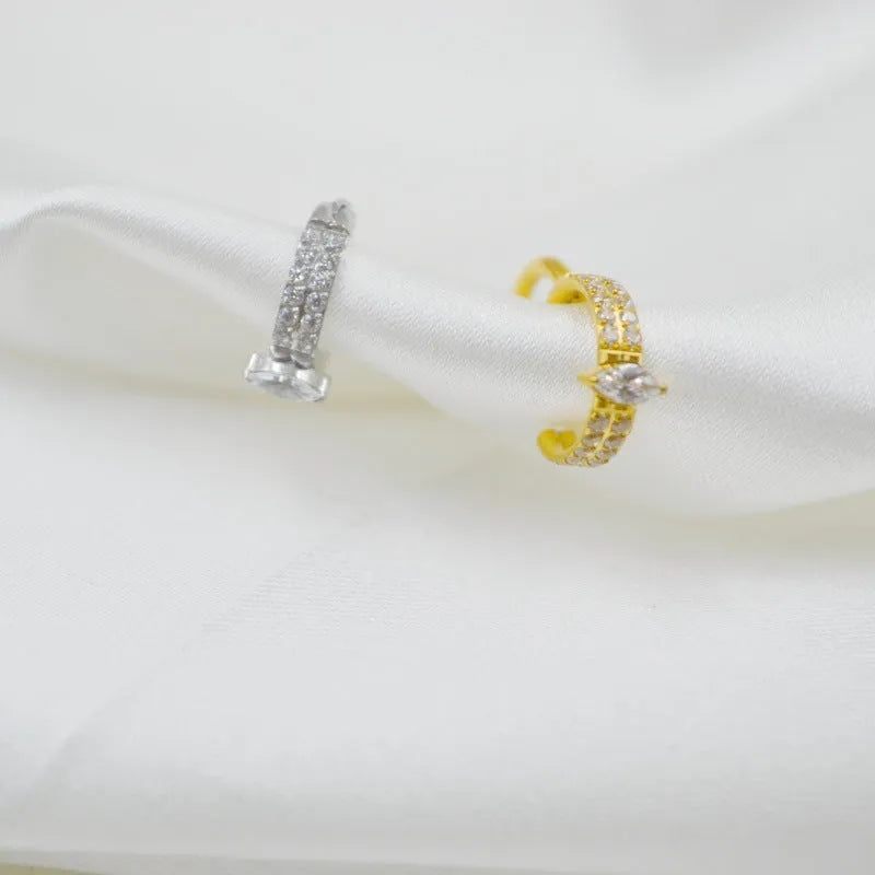 Titanium steel heart-shaped zircon diamond stud earrings in silver and gold colours