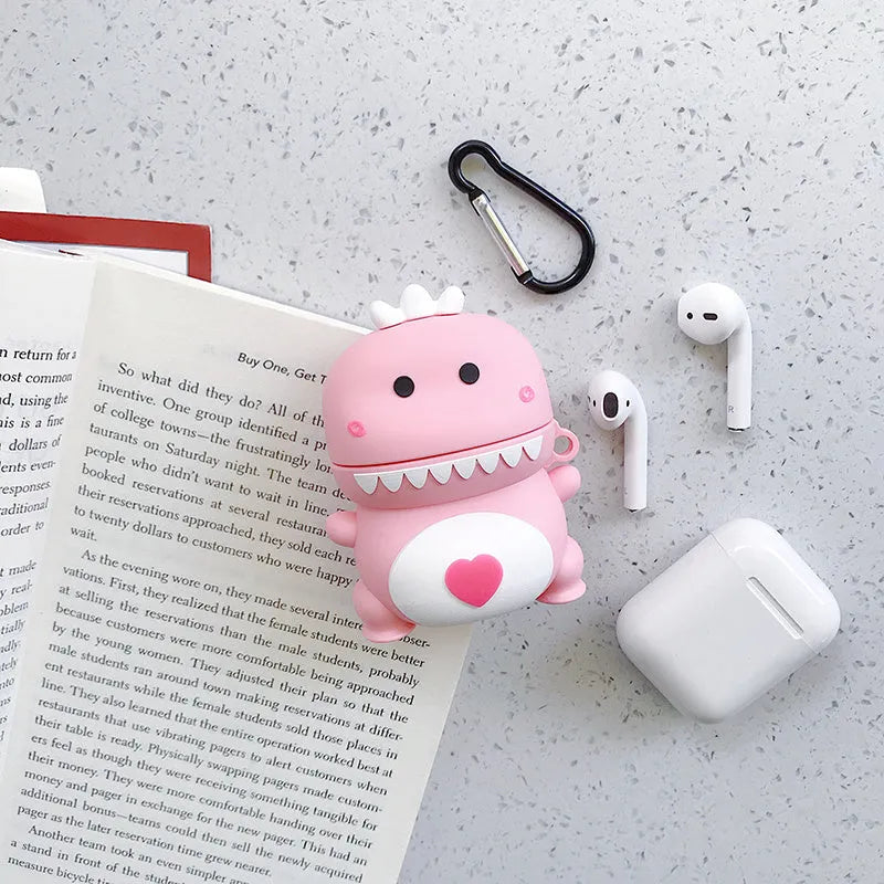 Cartoon animal design silicone case for AirPods 1 and 2 generation in multiple colours