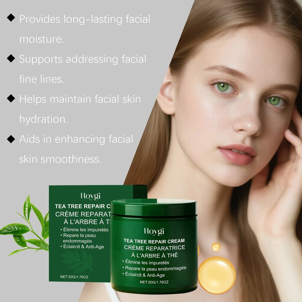 Gentle Nourishing Tea Tree Moisturising Cream in a white 50g jar with green lid