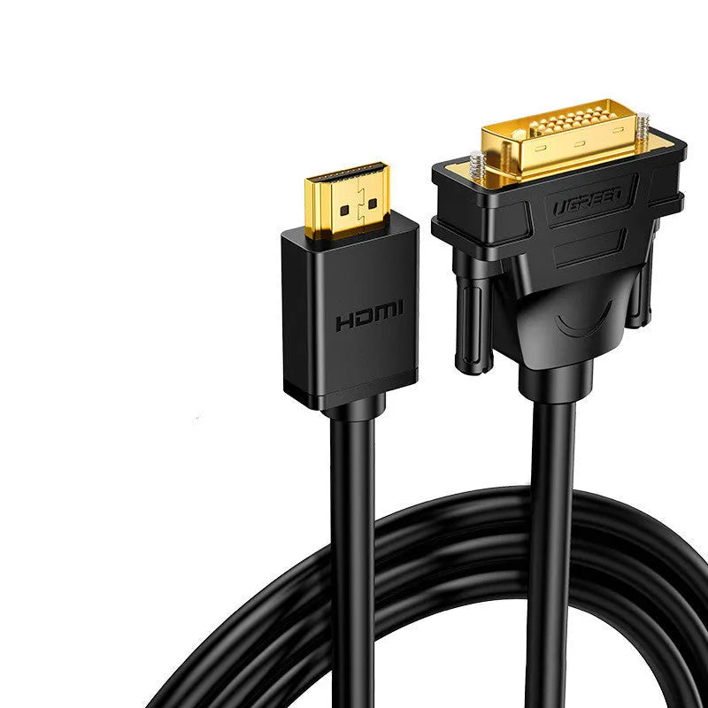HDMI adapter cable for laptop to external display connection with round rotating design in green packaging
