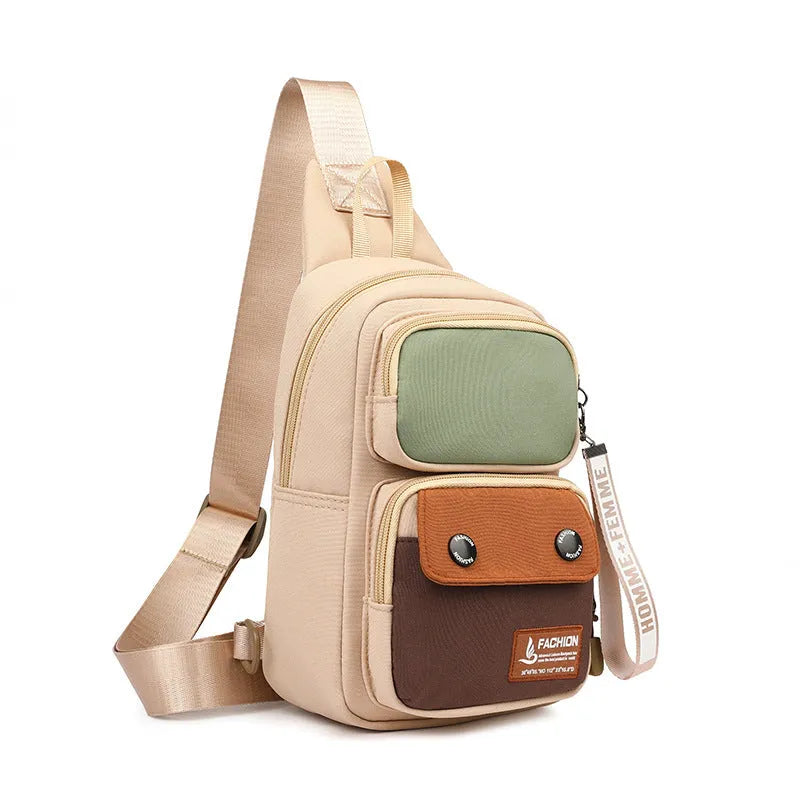 Nylon multifunctional crossbody shoulder bag for outdoor leisure in three colour options