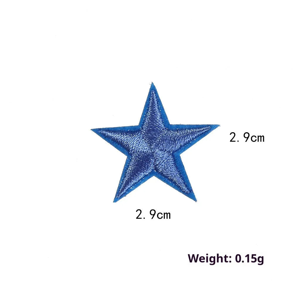 Colourful five-pointed star cloth embroidery stickers for DIY clothing decoration and craft projects