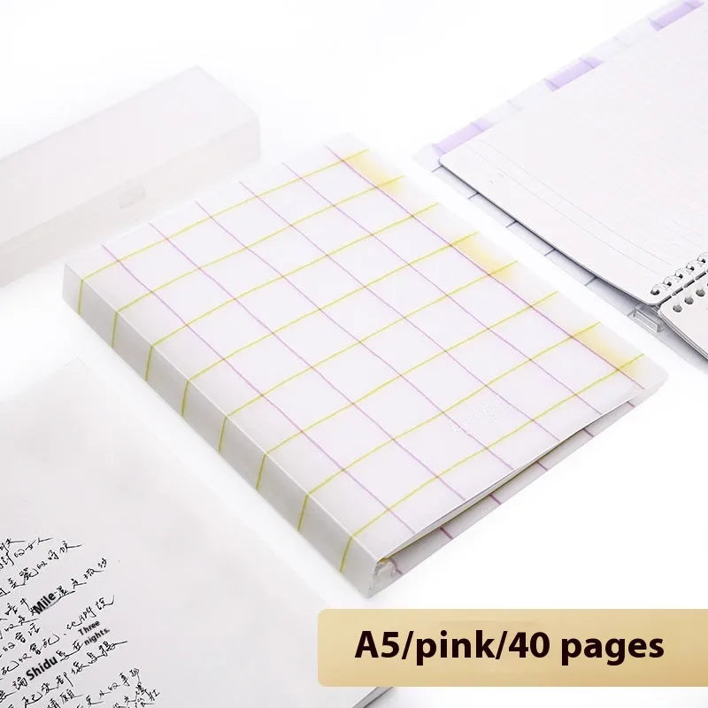 Refillable loose spiral notebook with PP cover in pastel cookie design, A5 and B5 size options shown