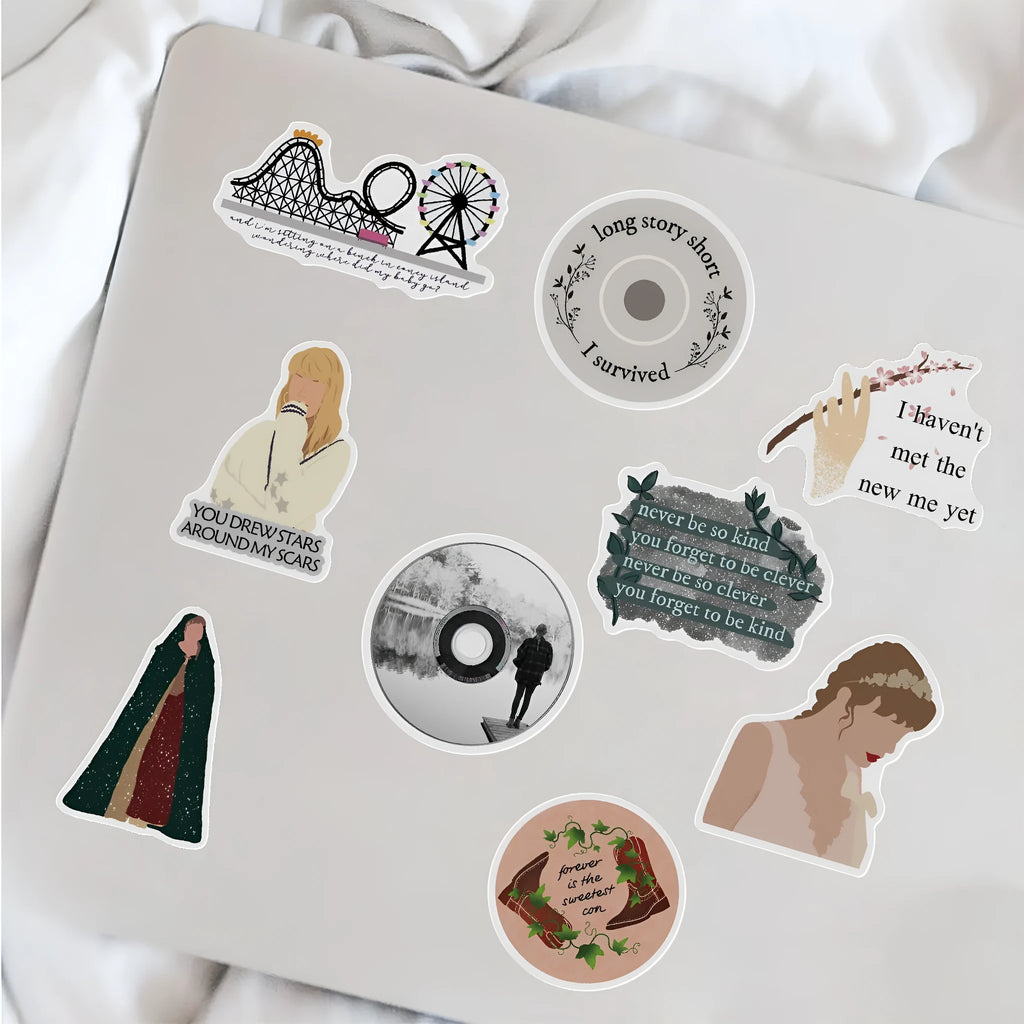 Pack of 50 colourful graffiti and cartoon waterproof adhesive stickers, 4-6cm in size.