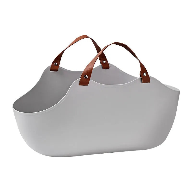 Portable PE open cat litter box in grey, size 51x36x24cm, placed on a flat surface.