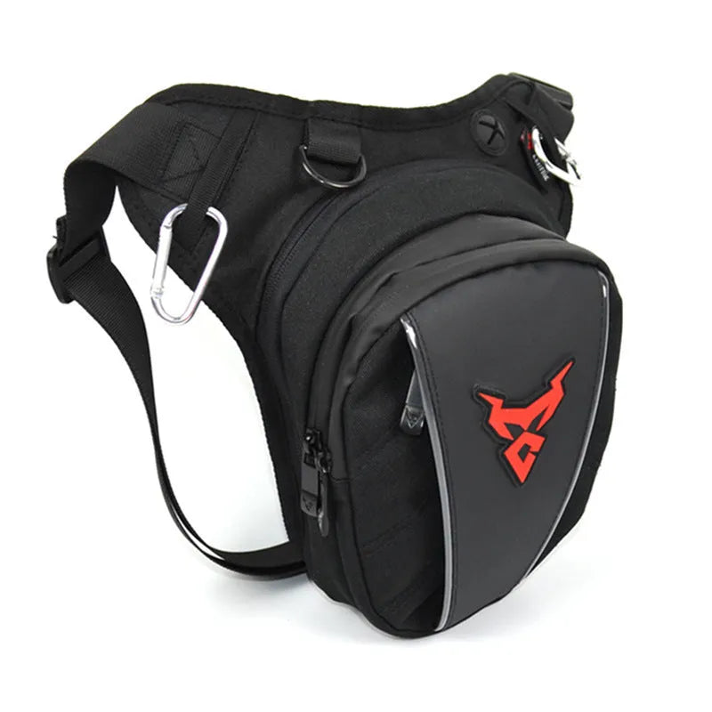 0105MC specification motorcycle leg bag in 1200D Oxford cloth with 29cm dimensions and crossbody strap