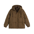 Winter loose cotton padded jacket in cardigan style with side pockets