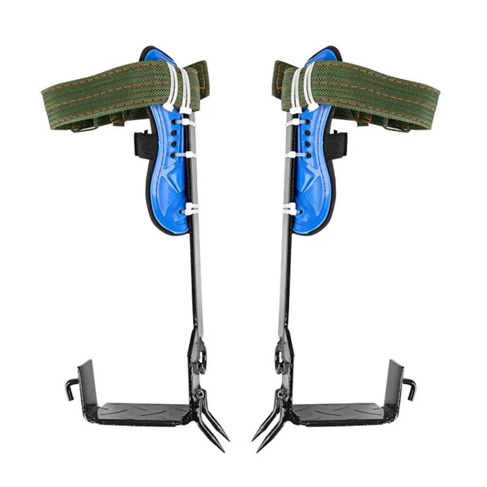 Blue tree climbing tool belt with five stainless steel claws for outdoor climbing use
