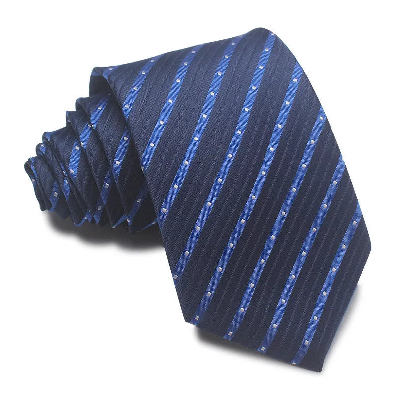 8cm wide polyester jacquard striped business tie in arrow shape for formal office wear