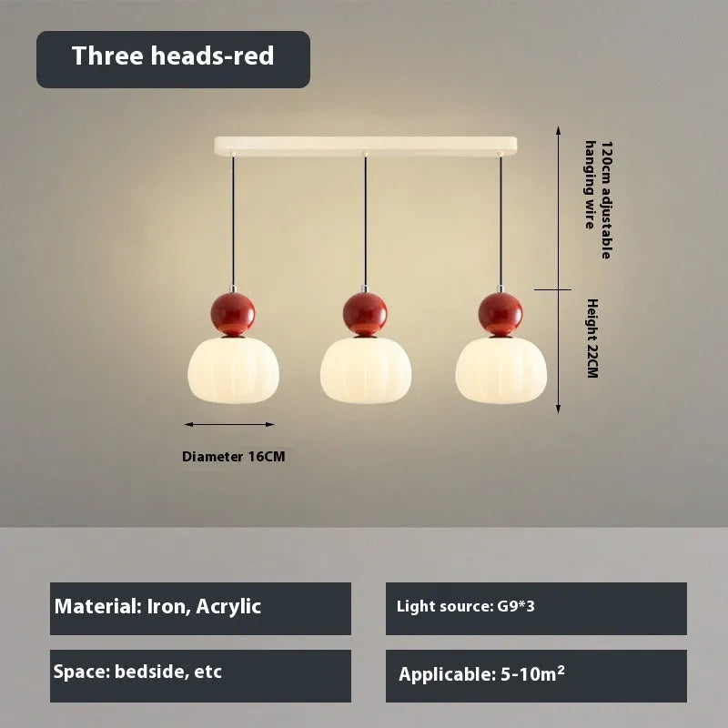 Nordic style pumpkin-shaped alloy chandelier for ceiling mounting in a bedroom or dining room.