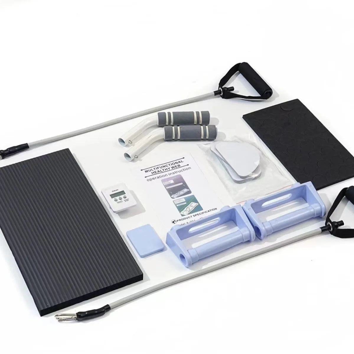 Foldable PP fitness board with belly panel in black, pink or purple colour options