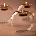 Round hollow glass candle centrepiece for tea lights in Europe style with handmade hot glass construction