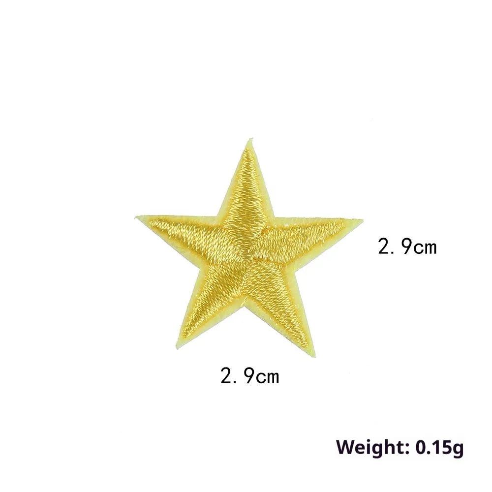 Colourful five-pointed star cloth embroidery stickers for DIY clothing decoration and craft projects
