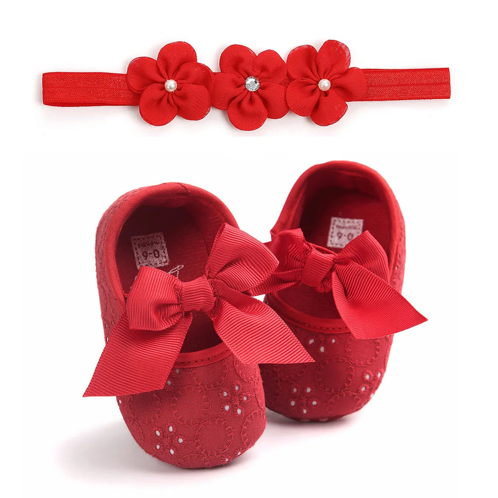Baby princess soft-soled shoes in pink white and red with 11cm 12cm and 13cm size options