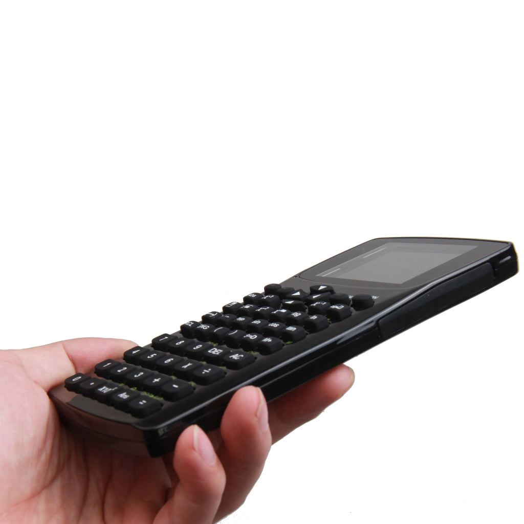 Black multifunctional e-book reader with 2.8cm screen showing multilingual interface and attached carrying strap