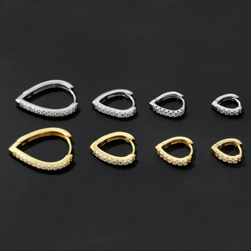 Geometric heart-shaped women's ear clip with electroplated gold finish on copper base material