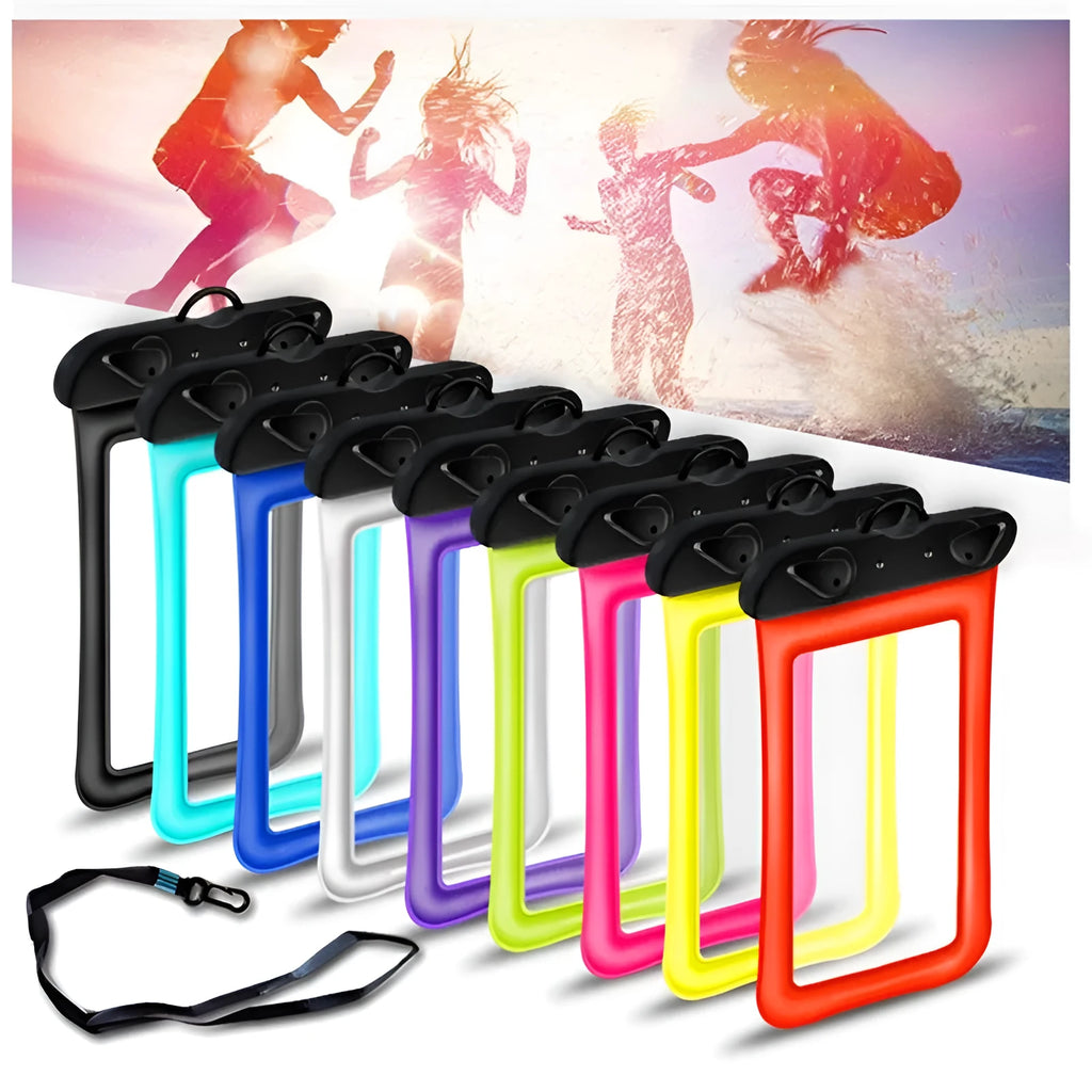 Double airbag waterproof phone pouch with adjustable rope in multiple colour options
