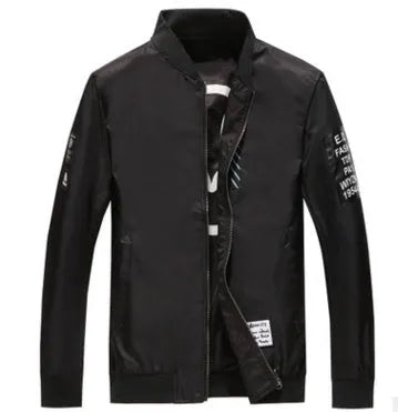Men's reversible flight jacket in a fitted cut with a stripe pattern, shown in black, blue, and green colour options.