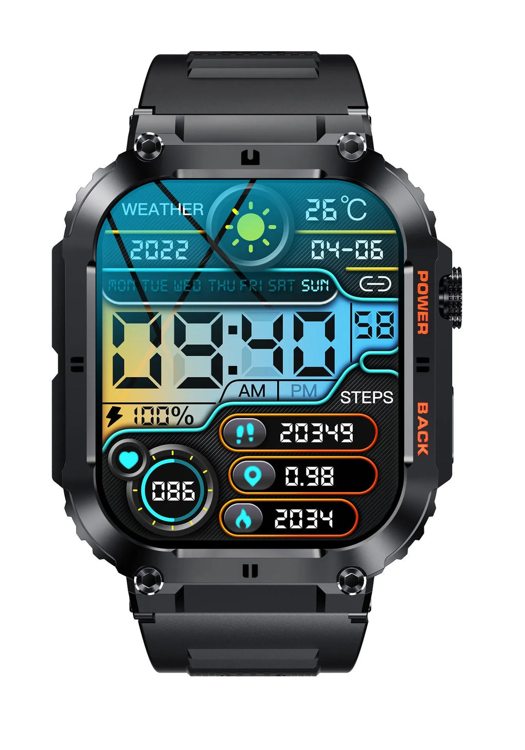 K57PRO Bluetooth smartwatch in black with TFT screen on wrist showing call function
