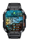 K57PRO Bluetooth smartwatch in black with TFT screen on wrist showing call function