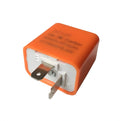2 pin motorcycle adjustable flasher turn signal LED relay in black with orange housing detail