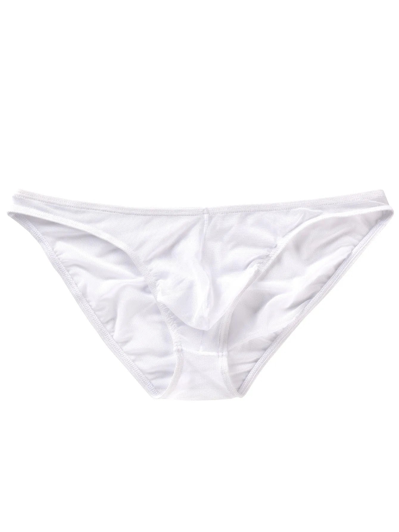 Men's black ice silk triangle low waist shorts made from quick-dry nylon fabric.