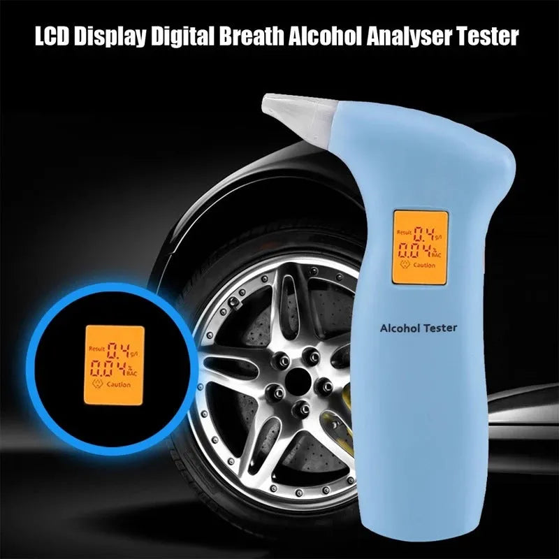 Orange light portable breath alcohol tester with replaceable mouthpieces for drivers